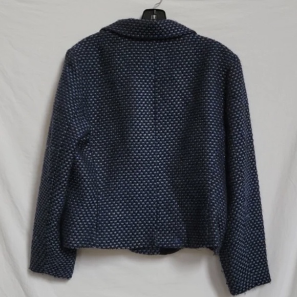 Firuze San Francisco Wool Blend Sapphire Tweed Crop Jacket 12 RARE - Picture 4 of 4